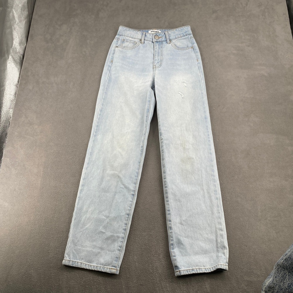 RSQ Baggy Jean Light Wash High Waisted Wide Leg Denim Size 24 100% Cotton